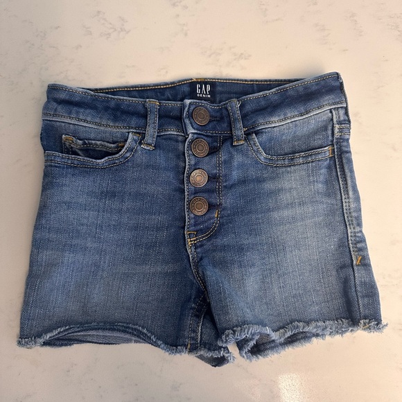 GAP KIDS DENIM stretch high waisted shorts size 6 button fly jeans - Picture 1 of 5